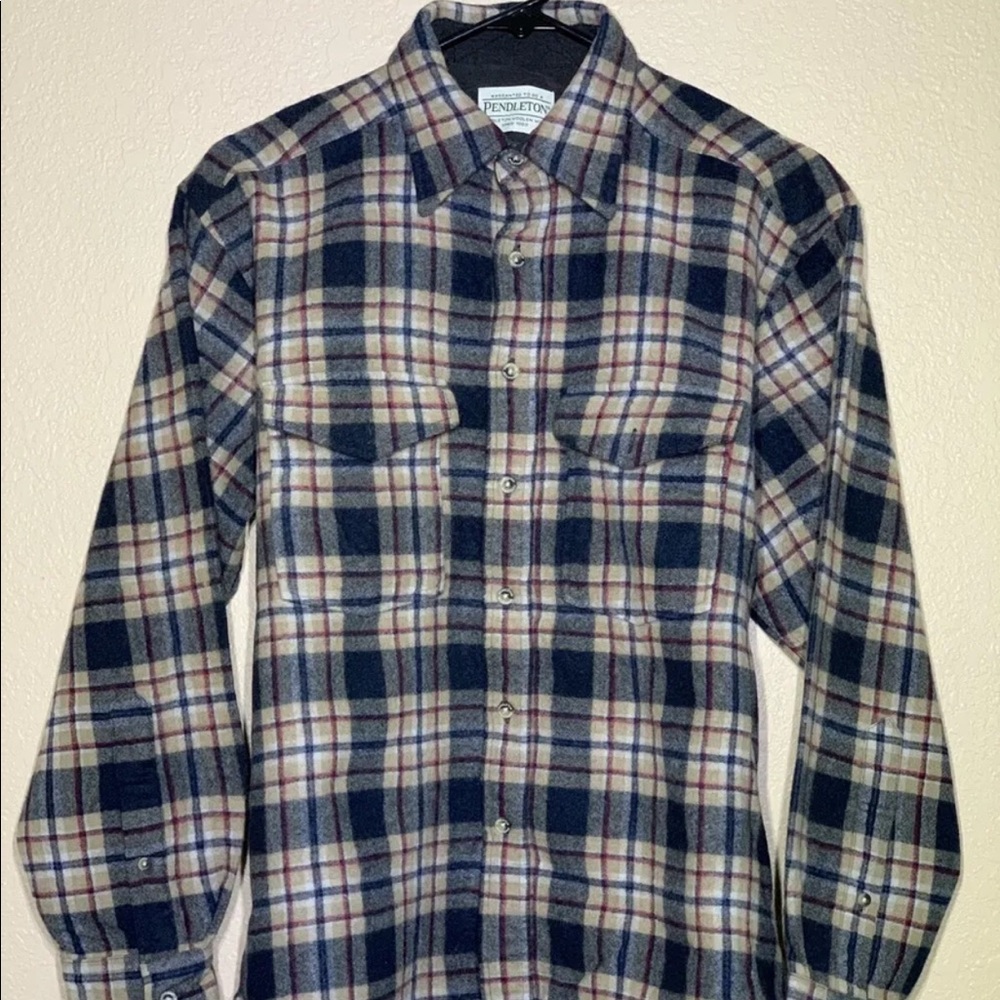 Pendleton Wool Button Down Plaid Flannel Shirt - image 1